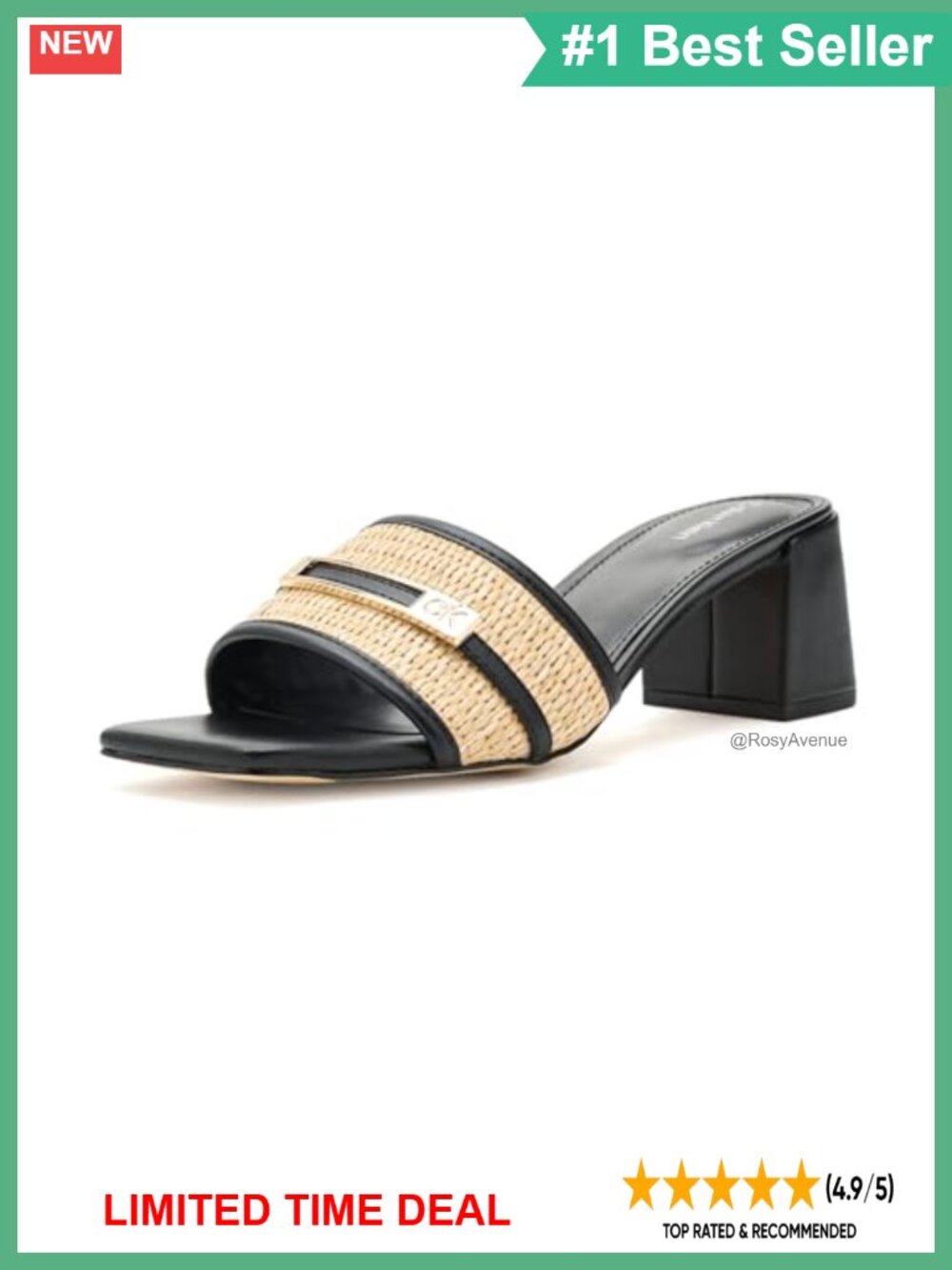Square Toe Mid Block Heel Ankle Strap Dress Sandals Slip On